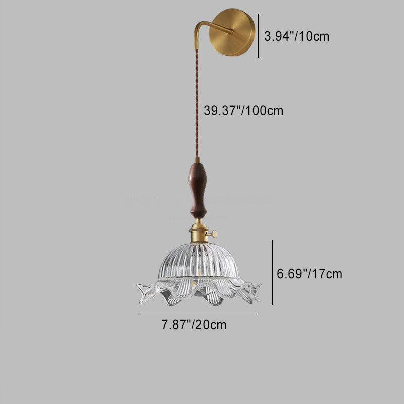 Round Dome Flower Brass Wall Lamp