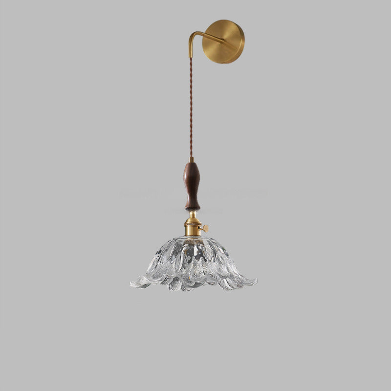 Round Dome Flower Brass Wall Lamp