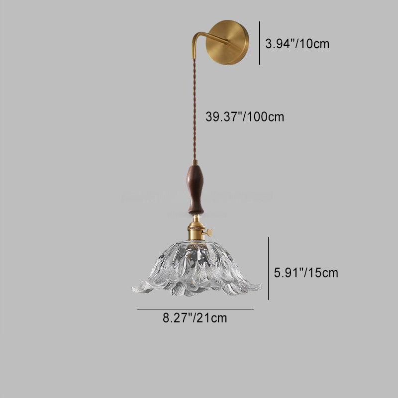 Round Dome Flower Brass Wall Lamp