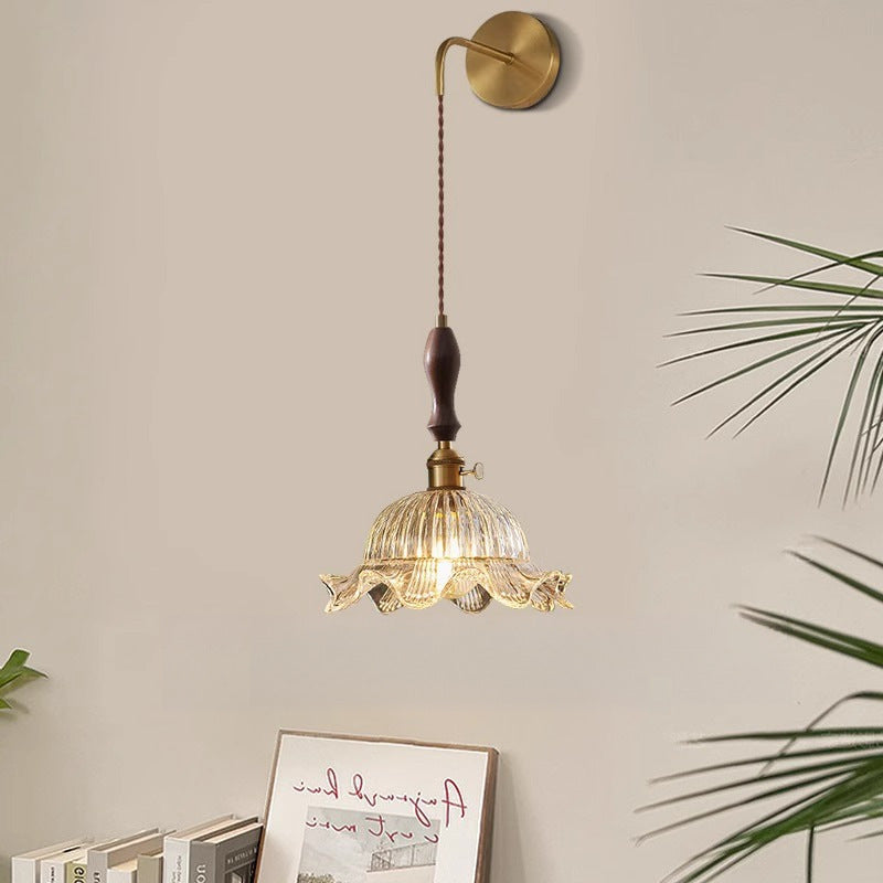 Round Dome Flower Brass Wall Lamp