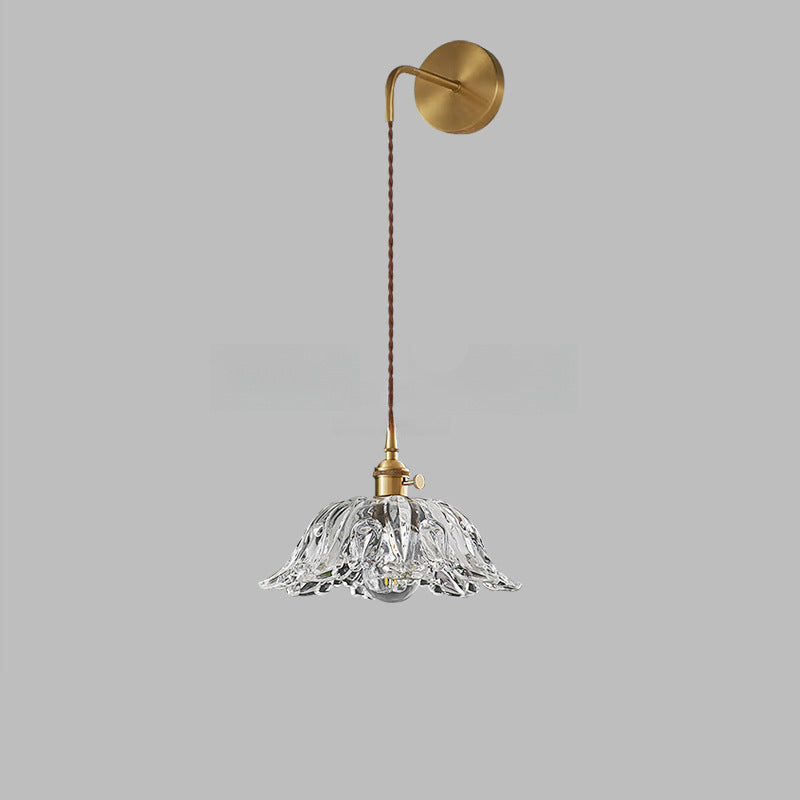 Round Dome Flower Brass Wall Lamp