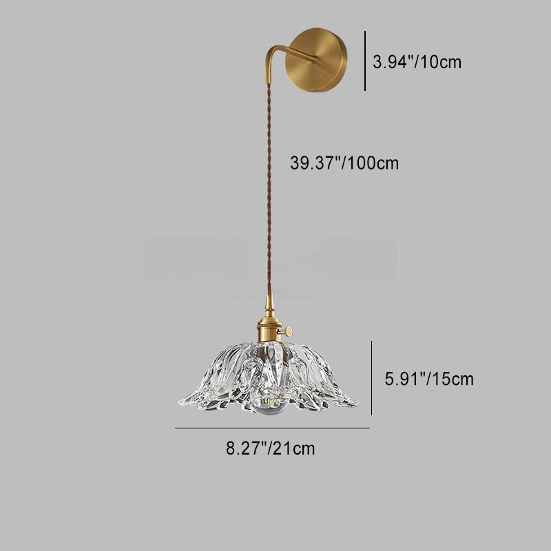Round Dome Flower Brass Wall Lamp