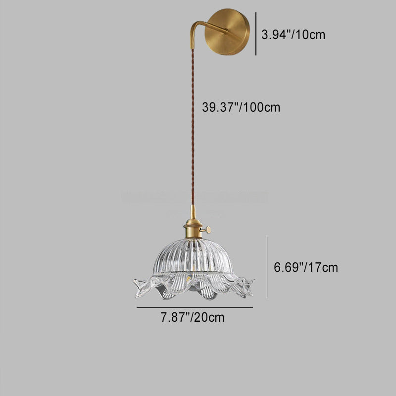 Round Dome Flower Brass Wall Lamp