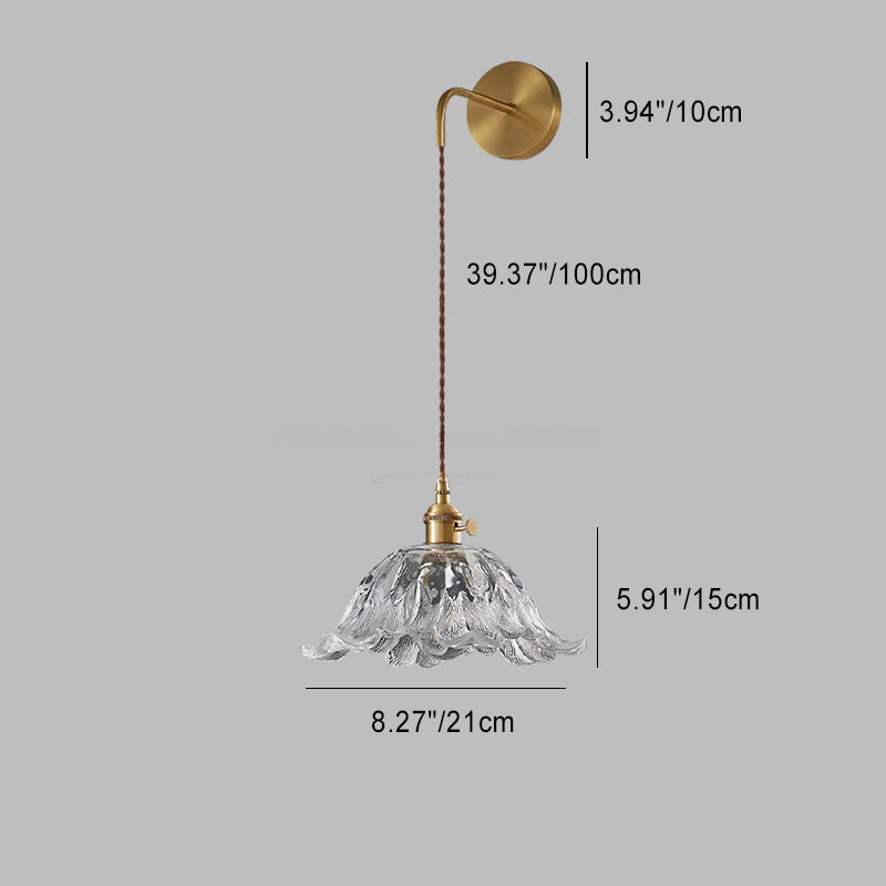 Round Dome Flower Brass Wall Lamp