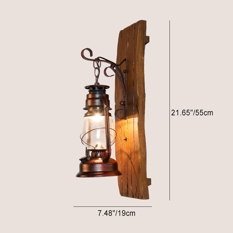 Rectangular Wood Grain Kerosene Wall Lamp