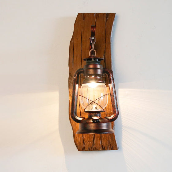 Rectangular Wood Grain Kerosene Wall Lamp