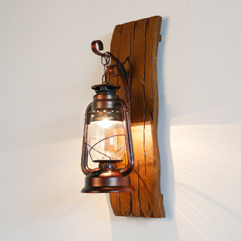 Rectangular Wood Grain Kerosene Wall Lamp
