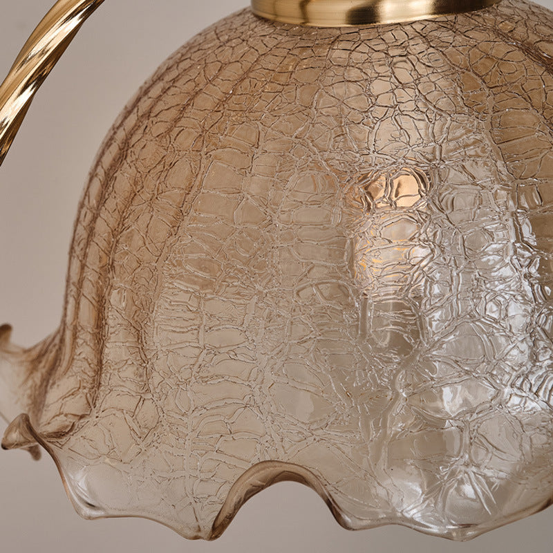 Oval Wooden Metal Flower Table Lamp