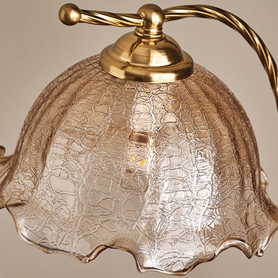 Oval Wooden Metal Flower Table Lamp