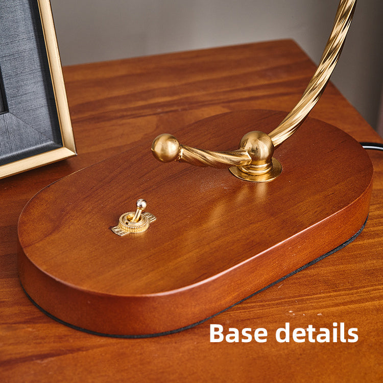 Oval Wooden Metal Flower Table Lamp