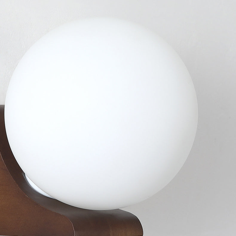 Globe Rubberwood Glass Living Wall Lamp