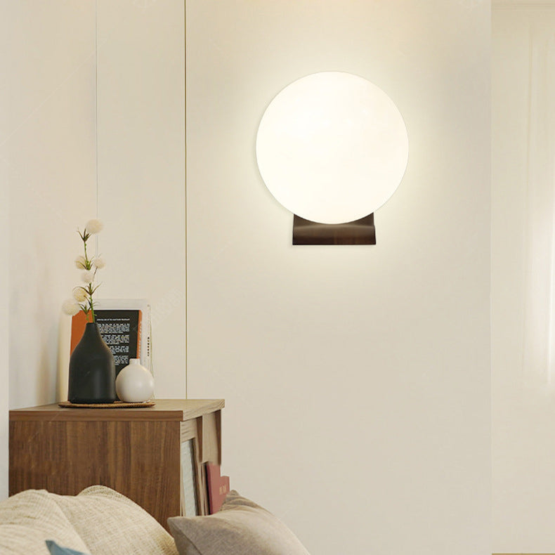 Globe Rubberwood Glass Living Wall Lamp