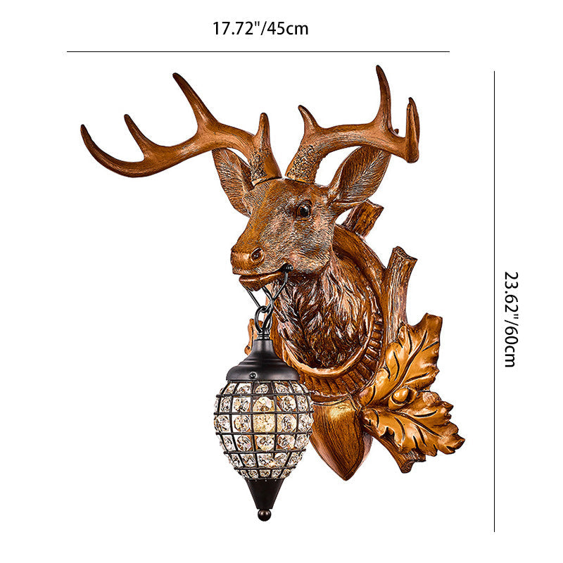 Deer Antler Iron Resin Wall Lamp
