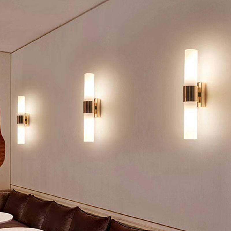 Cylinder Iron Acrylic Living 2-Light Wall Lamp