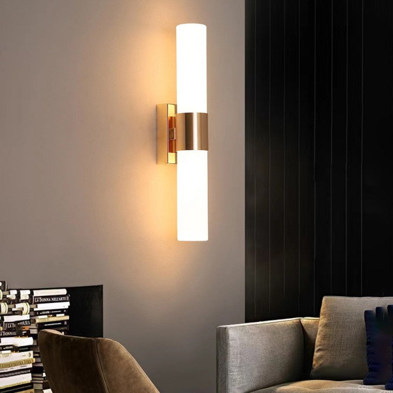 Cylinder Iron Acrylic Living 2-Light Wall Lamp
