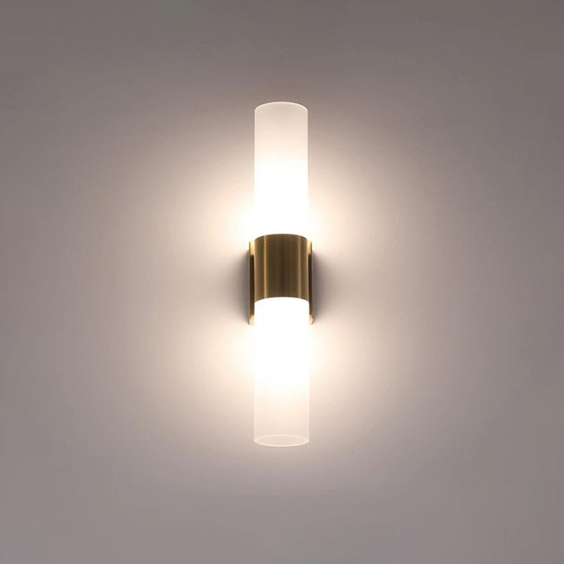 Cylinder Iron Acrylic Living 2-Light Wall Lamp