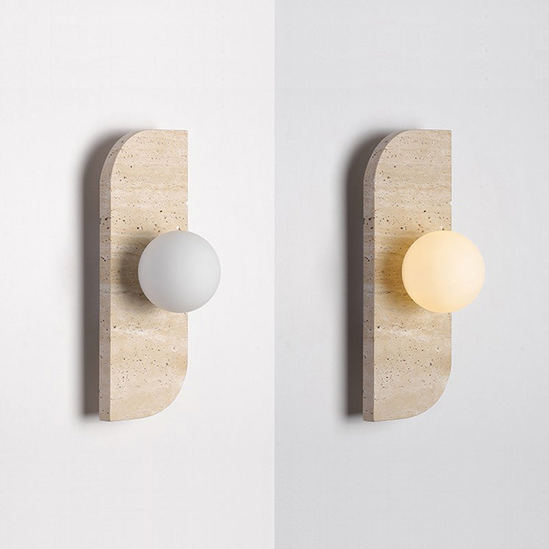 Rectangle Round Globe Yellow 2-Light Wall Lamp