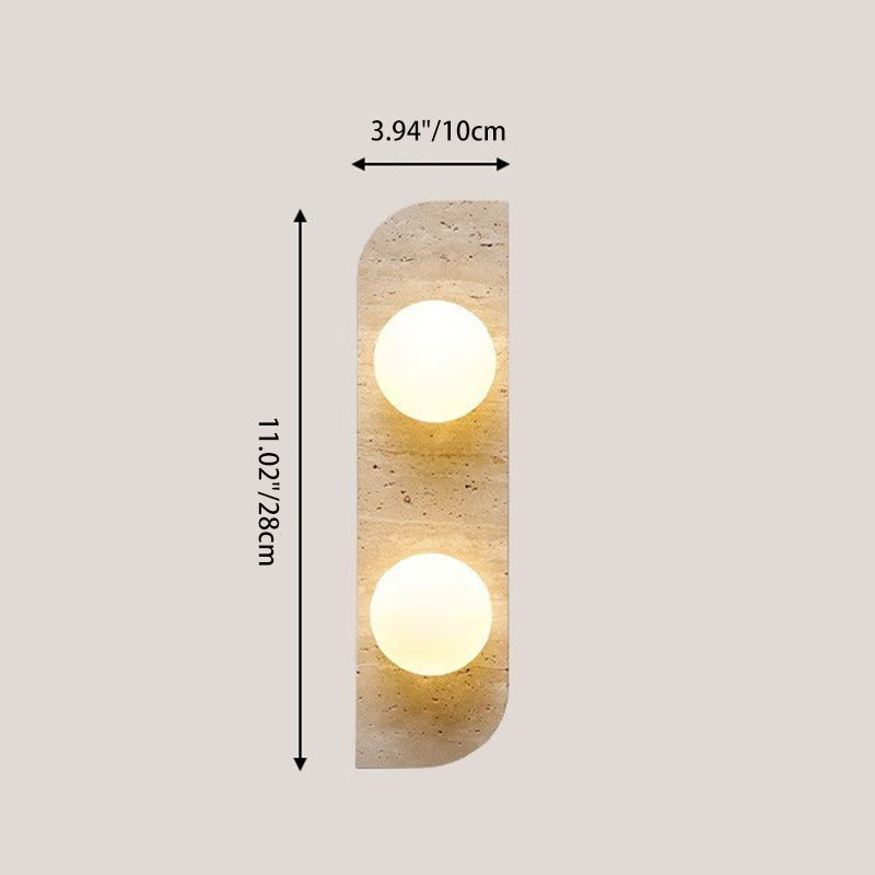 Rectangle Round Globe Yellow 2-Light Wall Lamp