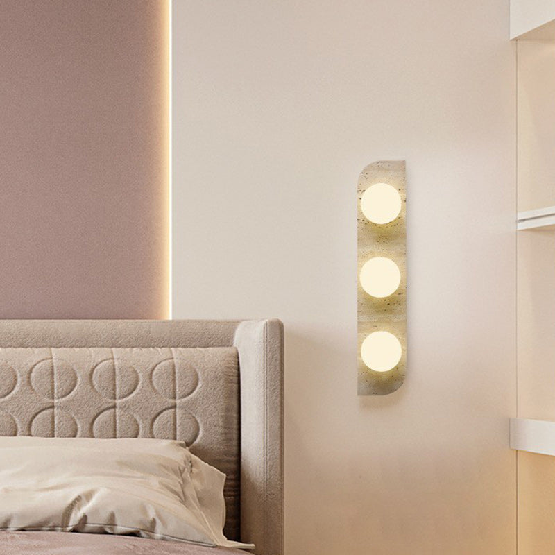 Rectangle Round Globe Yellow 2-Light Wall Lamp