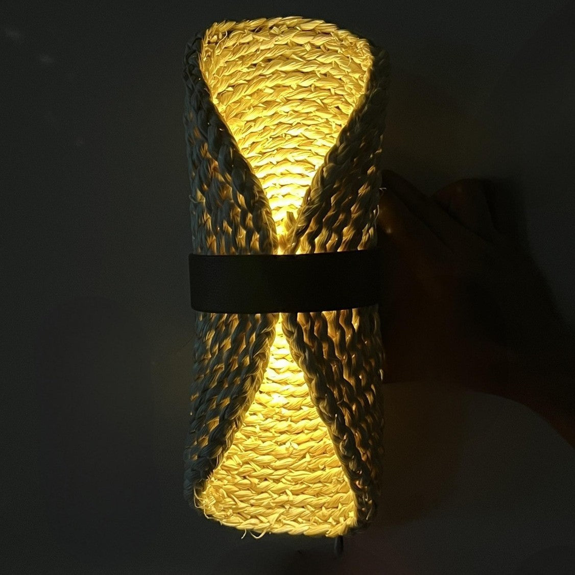 Oval Handmade Rattan Living 2-Light Wall Lamp