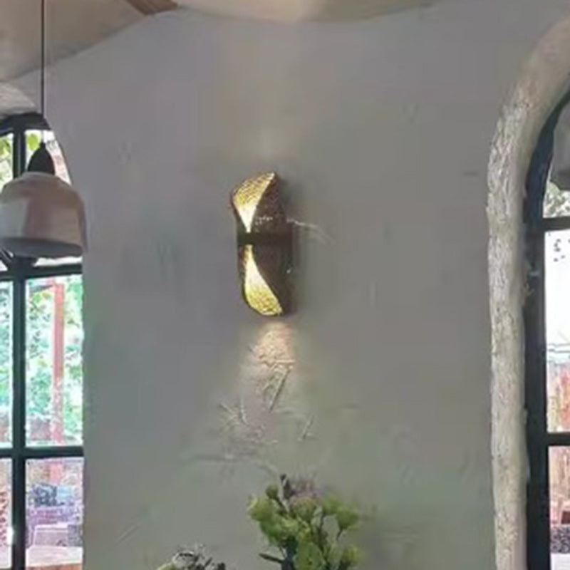Oval Handmade Rattan Living 2-Light Wall Lamp