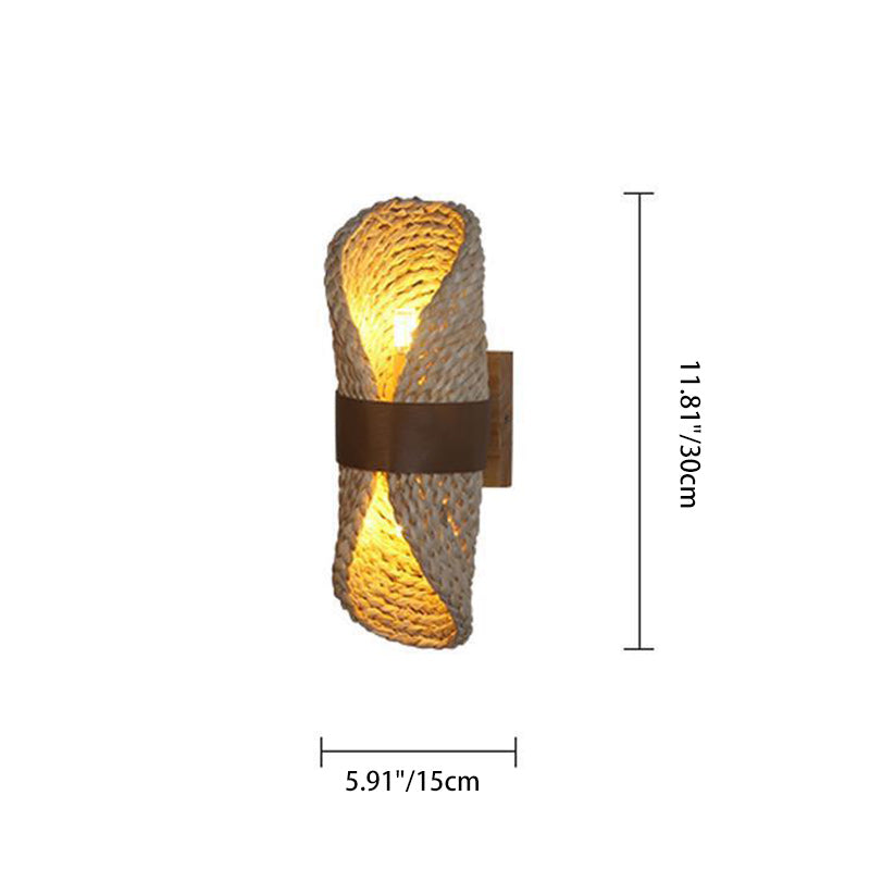 Oval Handmade Rattan Living 2-Light Wall Lamp