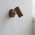 Cylindrical Copper Frame Wood Wall Lamp