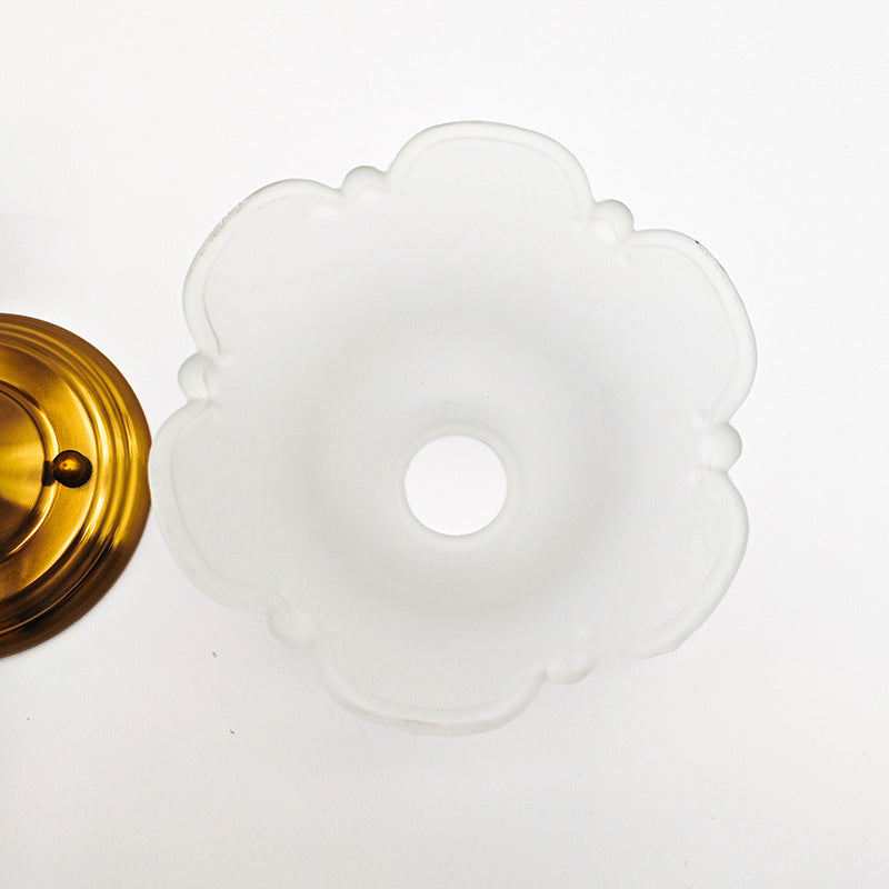 Curved Pole Flower Glass Wall Lamp