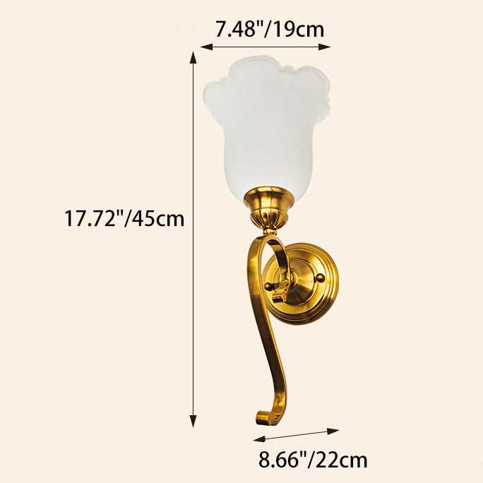 Curved Pole Flower Glass Wall Lamp