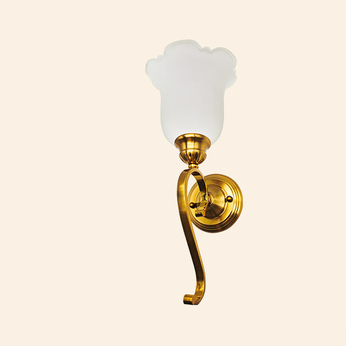 Curved Pole Flower Glass Wall Lamp