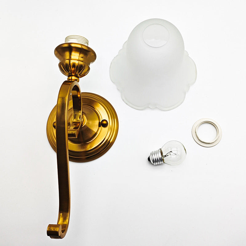Curved Pole Flower Glass Wall Lamp