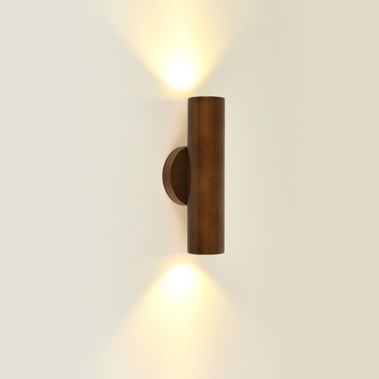 Cylinder Wood Grain Rubberwood Wall Lamp