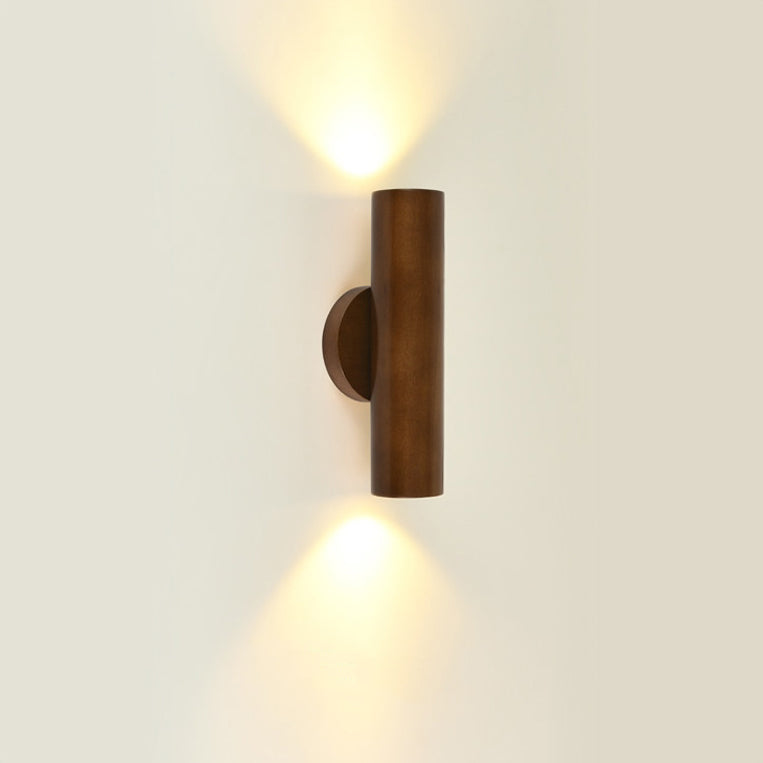 Cylinder Wood Grain Rubberwood Wall Lamp