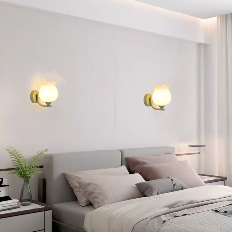Cylinder Flower Iron Glass Wall Lamp