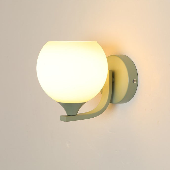 Cylinder Flower Iron Glass Wall Lamp