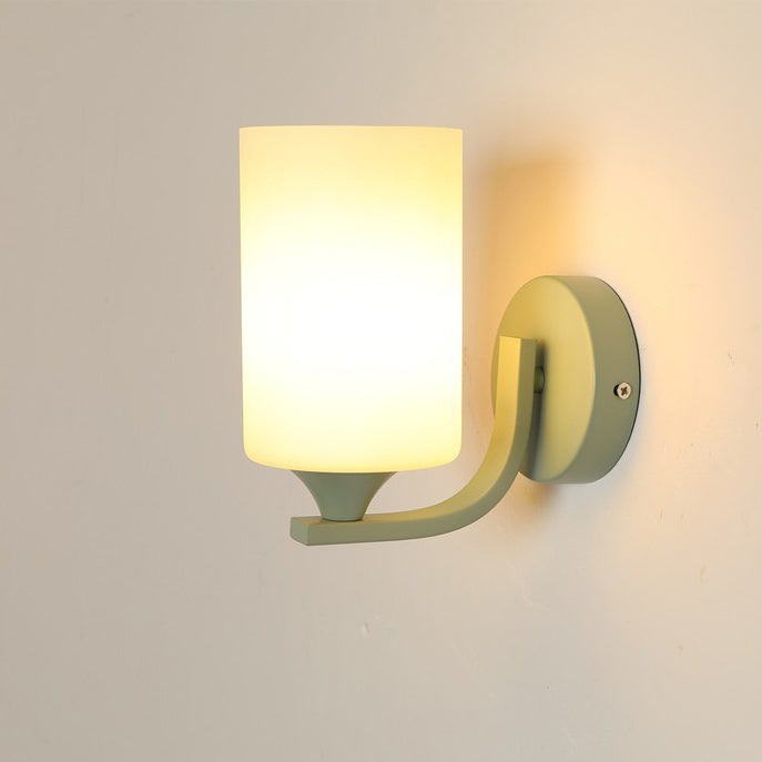 Cylinder Flower Iron Glass Wall Lamp