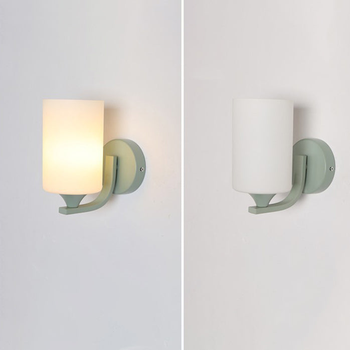 Cylinder Flower Iron Glass Wall Lamp