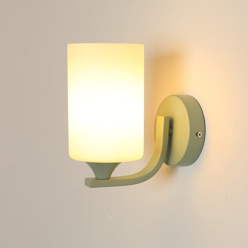 Cylinder Flower Iron Glass Wall Lamp