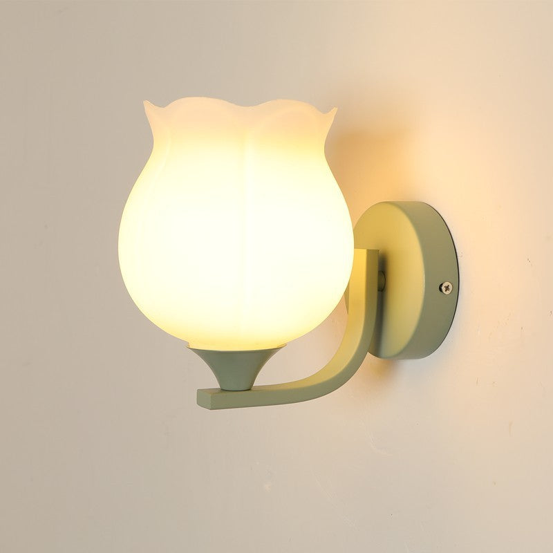 Cylinder Flower Iron Glass Wall Lamp
