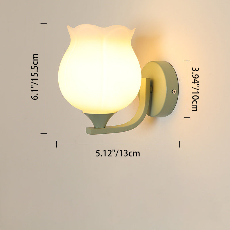 Cylinder Flower Iron Glass Wall Lamp