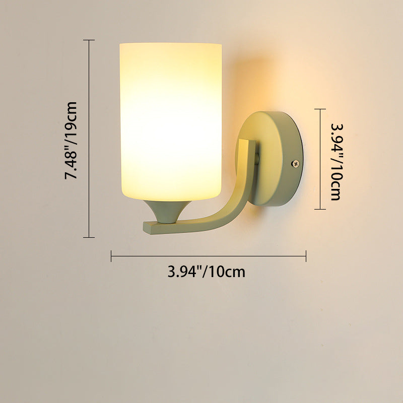 Cylinder Flower Iron Glass Wall Lamp