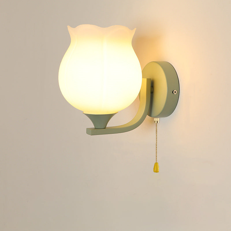 Cylinder Flower Iron Glass Wall Lamp