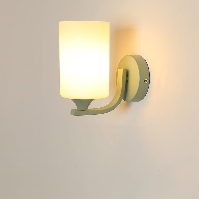 Cylinder Flower Iron Glass Wall Lamp