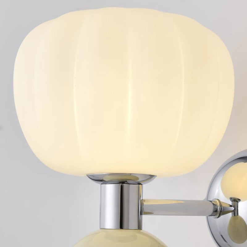 Iron Acrylic Pumpkin-Shaped Bedroom 2-Light Wall Lamp