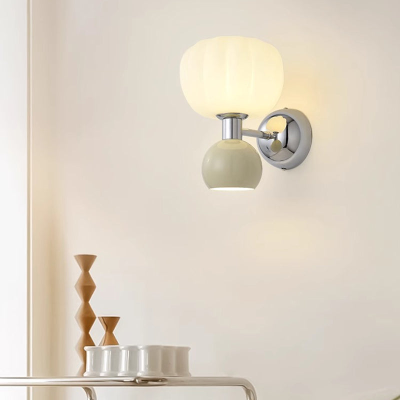 Iron Acrylic Pumpkin-Shaped Bedroom 2-Light Wall Lamp