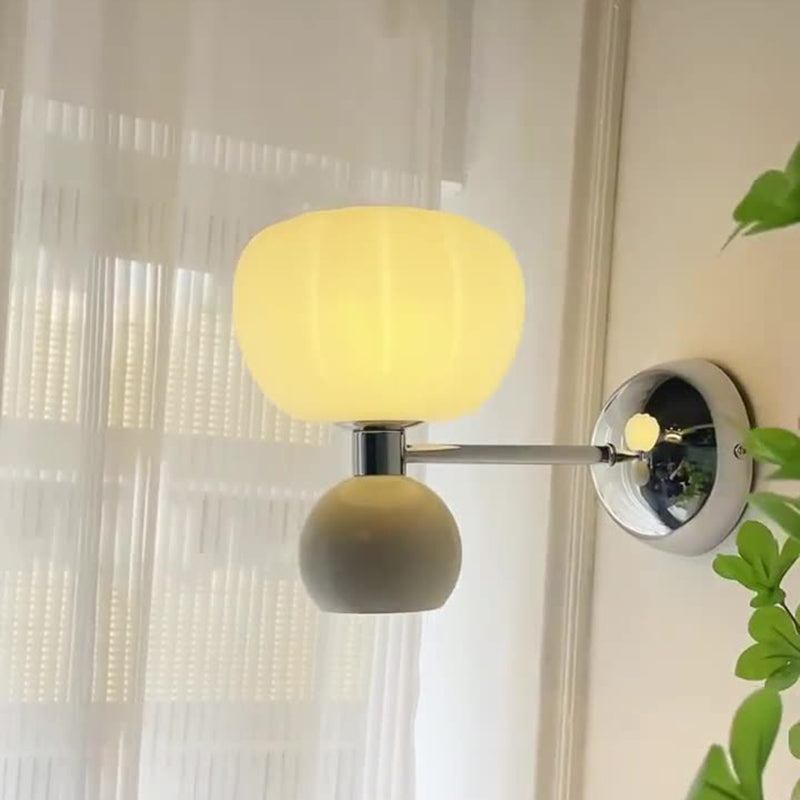 Iron Acrylic Pumpkin-Shaped Bedroom 2-Light Wall Lamp