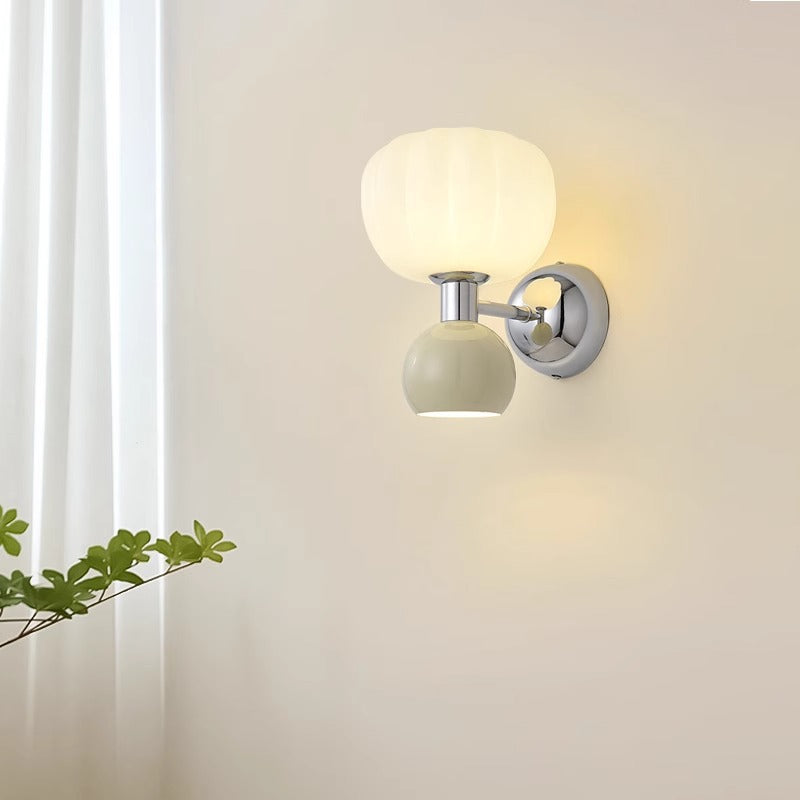 Iron Acrylic Pumpkin-Shaped Bedroom 2-Light Wall Lamp