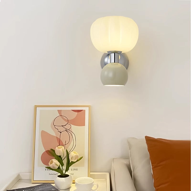 Iron Acrylic Pumpkin-Shaped Bedroom 2-Light Wall Lamp