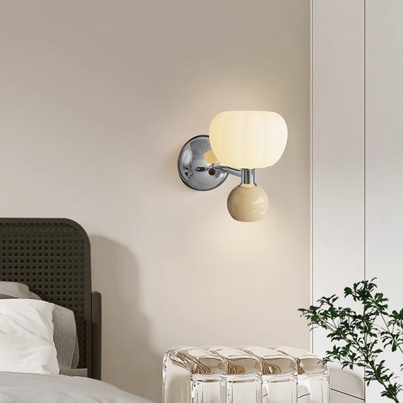 Iron Acrylic Pumpkin-Shaped Bedroom 2-Light Wall Lamp