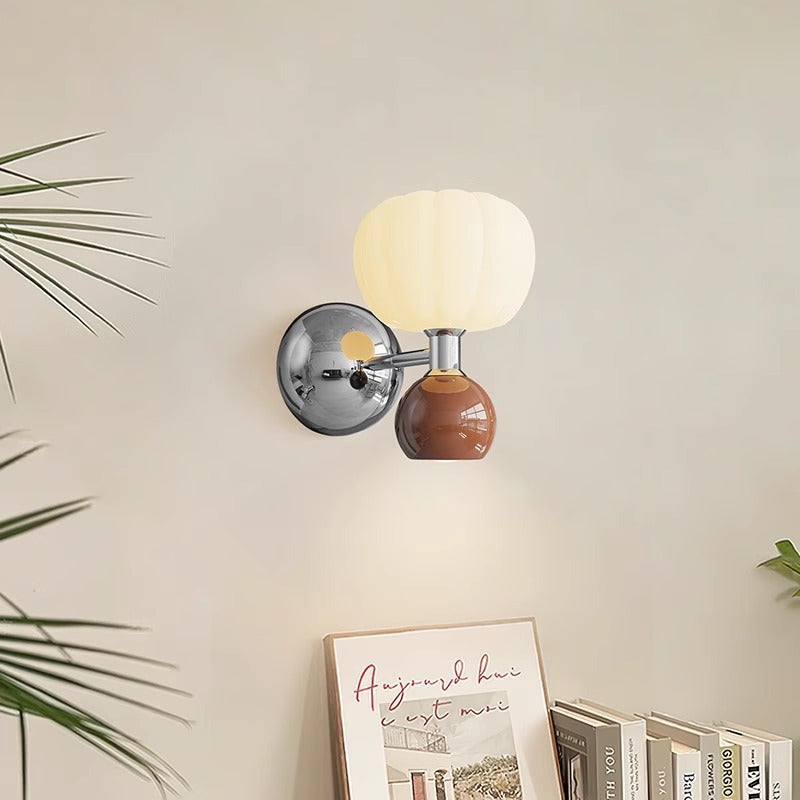 Iron Acrylic Pumpkin-Shaped Bedroom 2-Light Wall Lamp